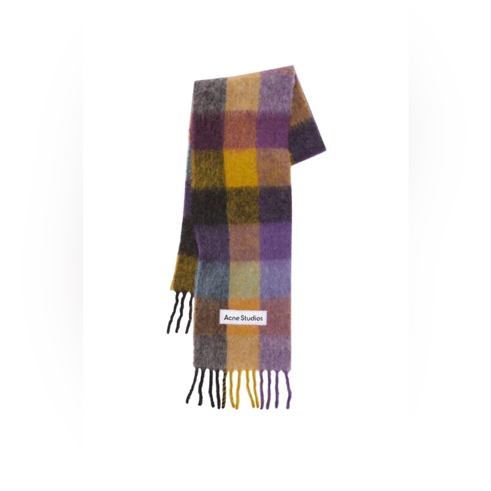 AUTHENTIC Acne Multicolor Check Wool Blend Scarf WORN ONCE
